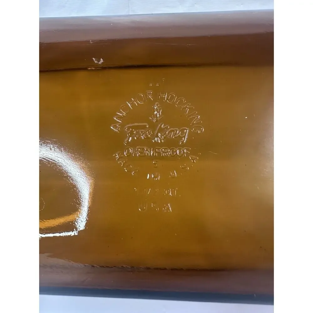 Anchor Hocking Fire King Baking Dish Bread Loaf Casserole 1.5 Quart Amber